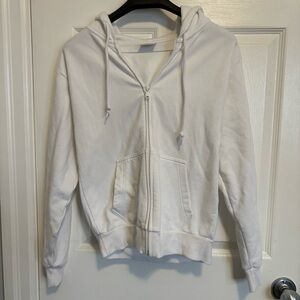 Aritzia Sunday Best White Zip-Up Hoodie